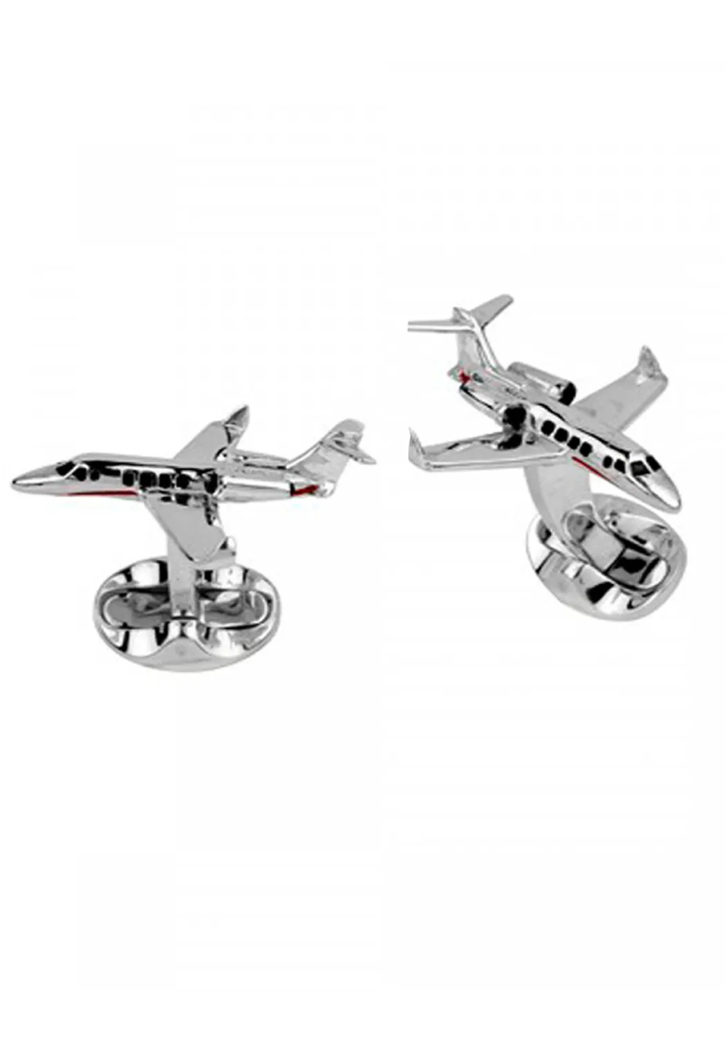 Deakin & Francis Sterling Silver Enamel Jet Cufflinks