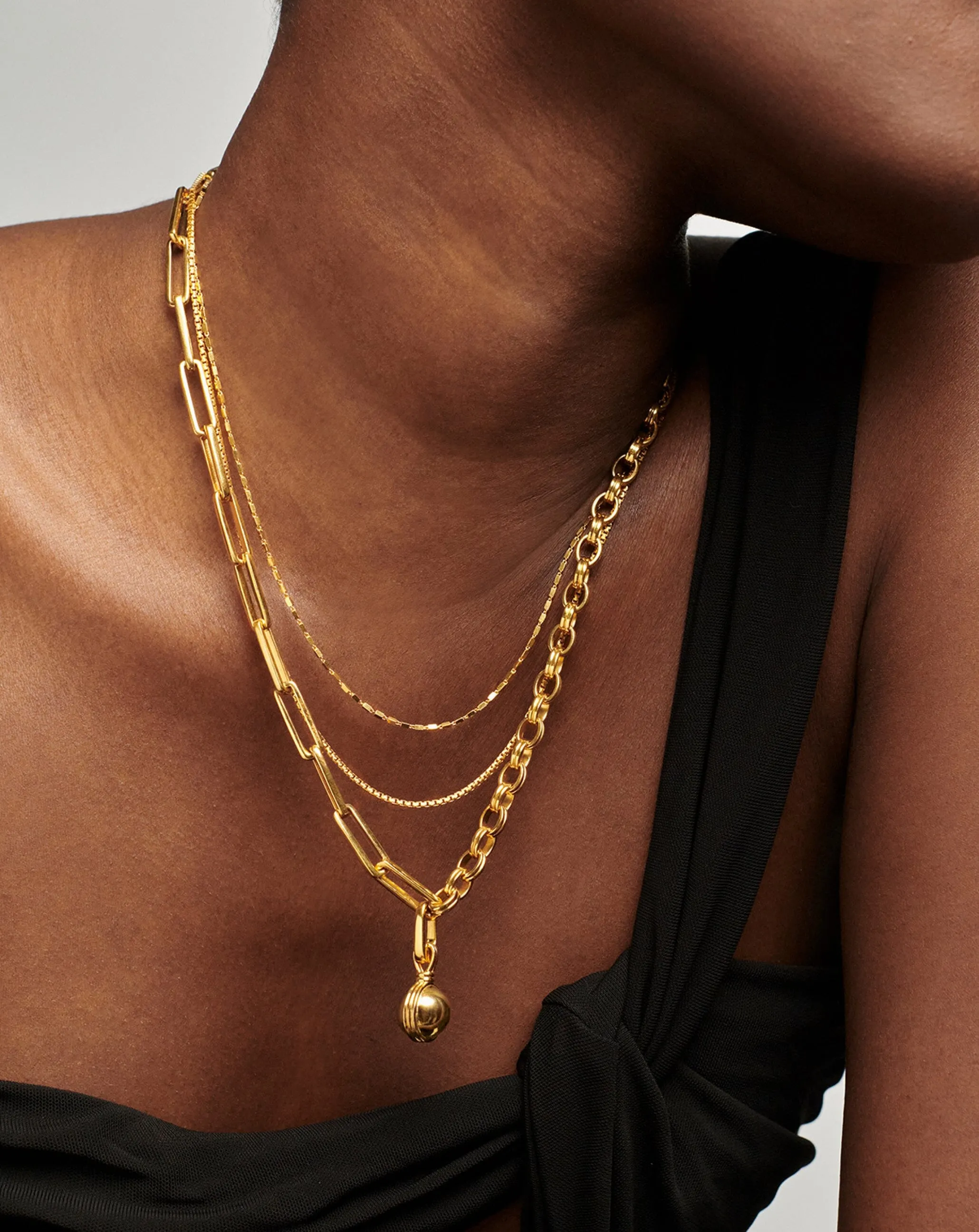 Deconstructed Axiom Small Sphere Chain Necklace | 18ct Gold Plated