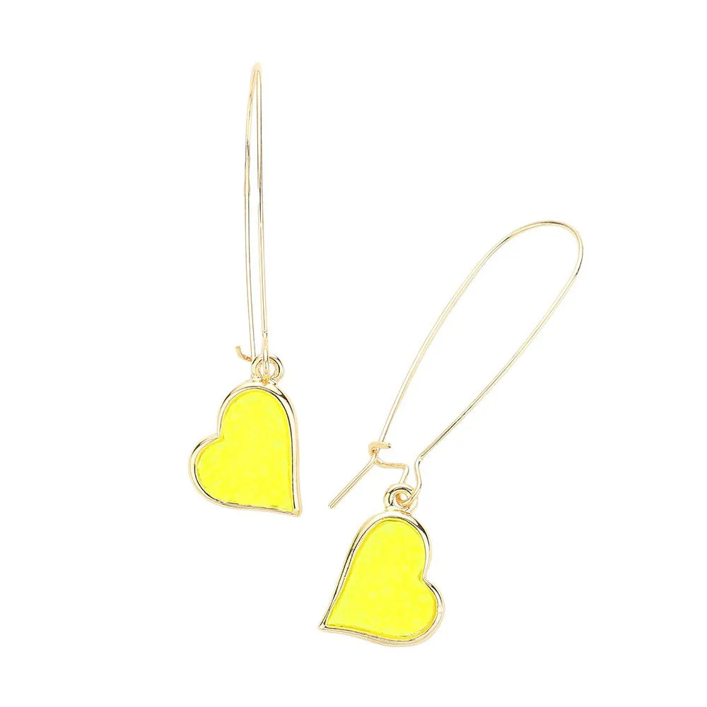 Druzy Heart Dangle Earrings