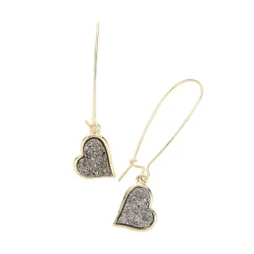 Druzy Heart Dangle Earrings