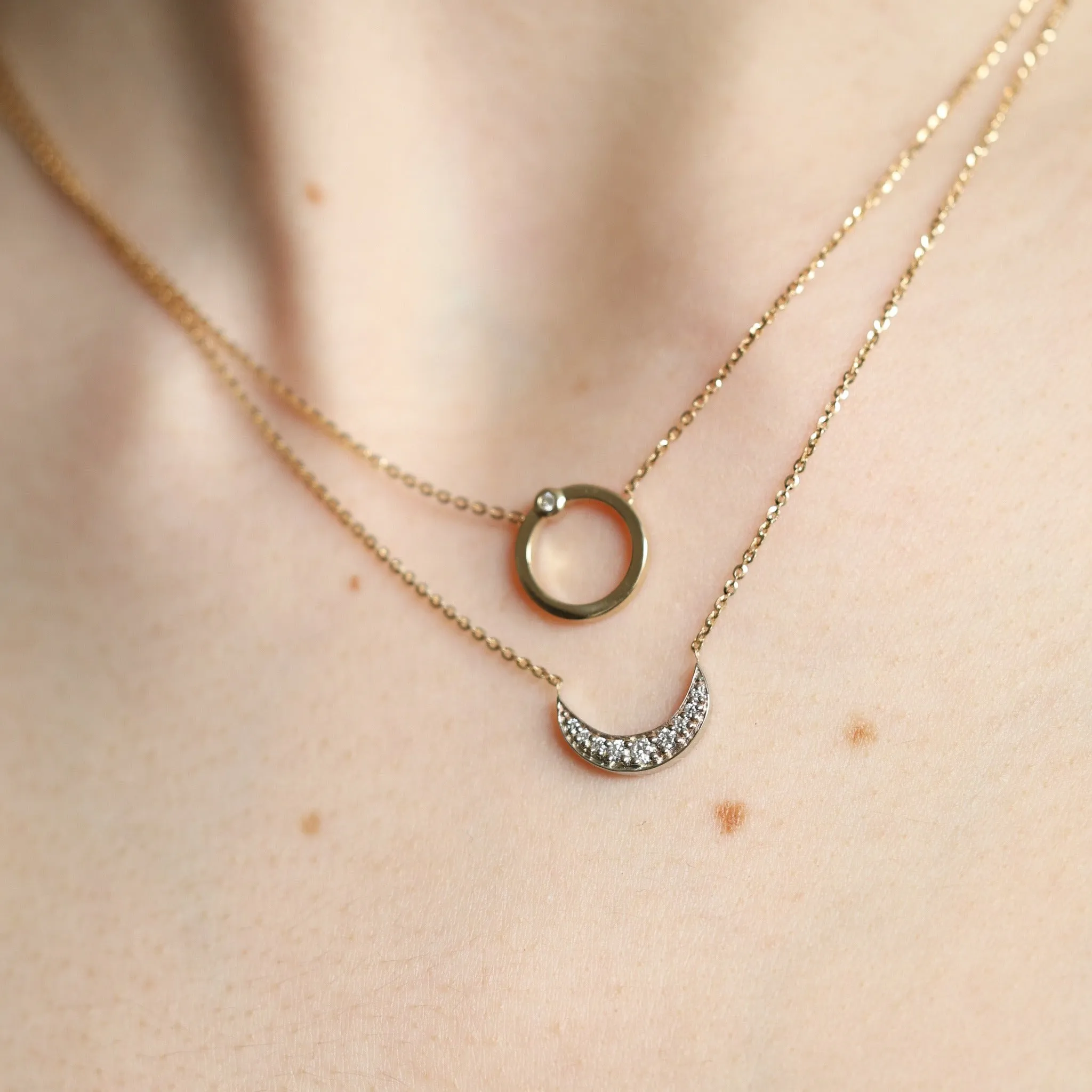 Eclipse Diamond Crescent Necklace