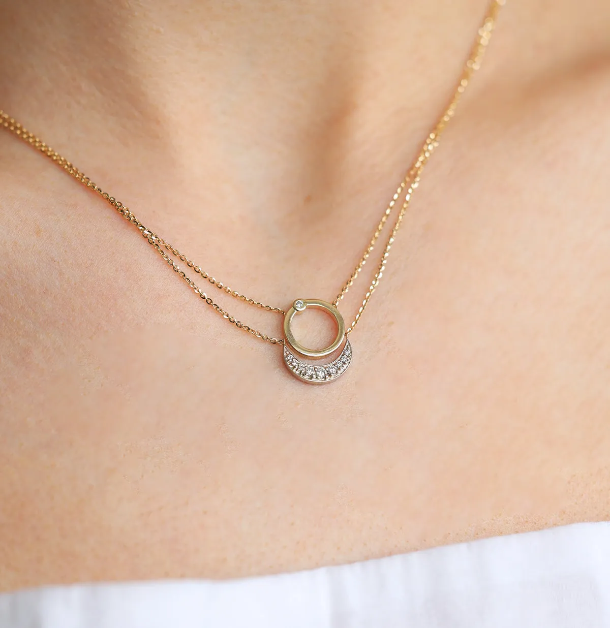 Eclipse Diamond Crescent Necklace