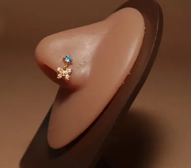 Elusive Dangle Butterfly Gems Nose Stud Ring Piercing