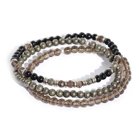 EMF Protection Black Tourmaline and Smoky Quartz Bracelet Set