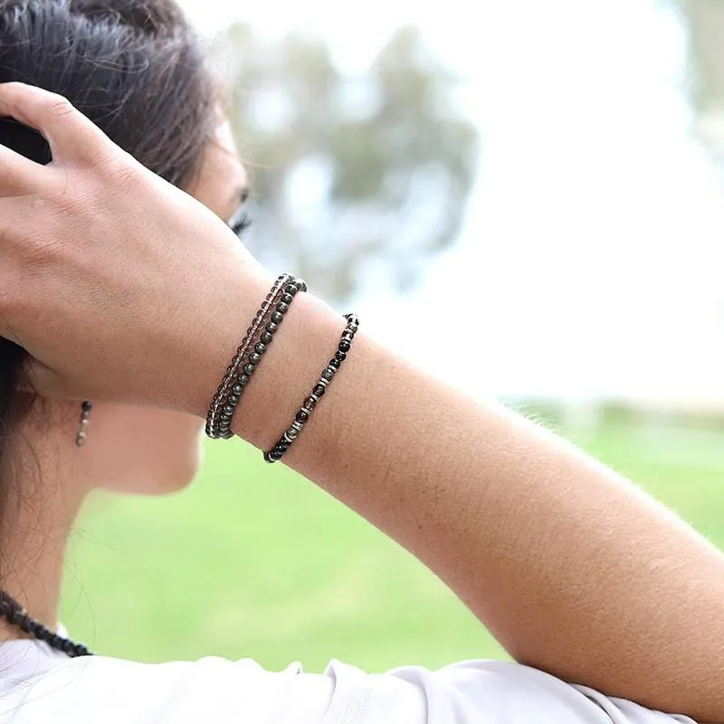 EMF Protection Black Tourmaline and Smoky Quartz Bracelet Set