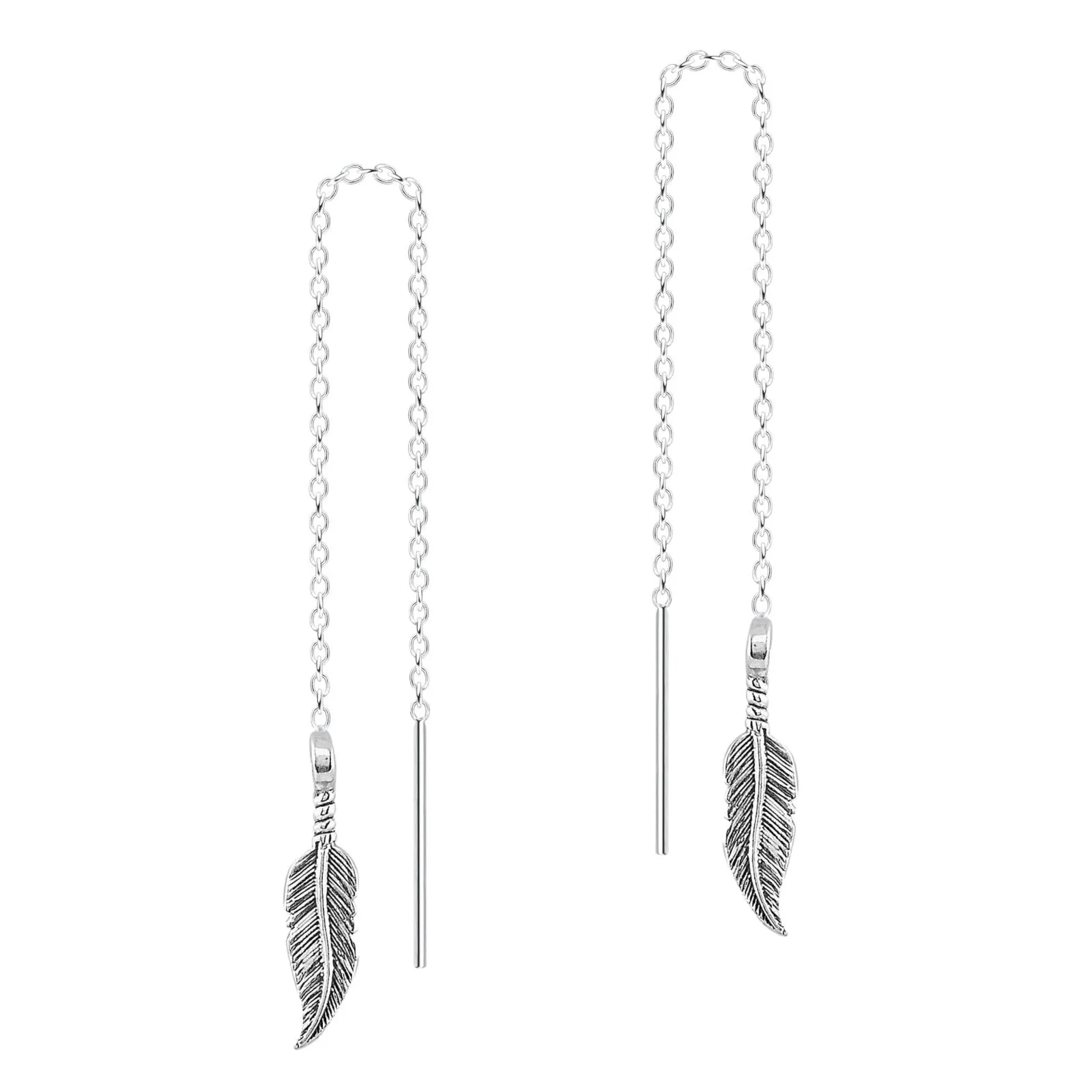 Feather Threader Chain Earrings