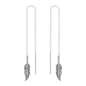 Feather Threader Chain Earrings