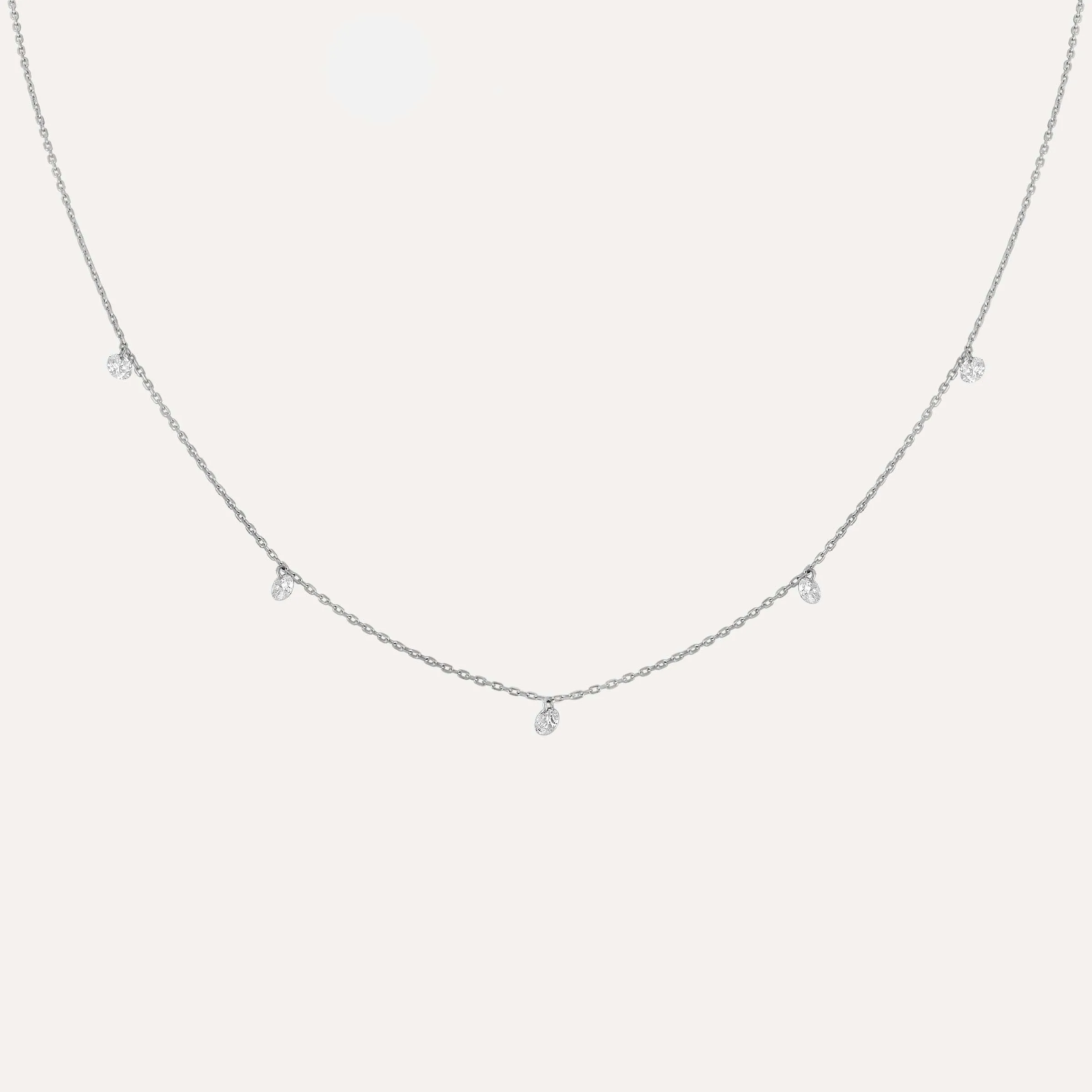 Floating Diamond Station Necklace