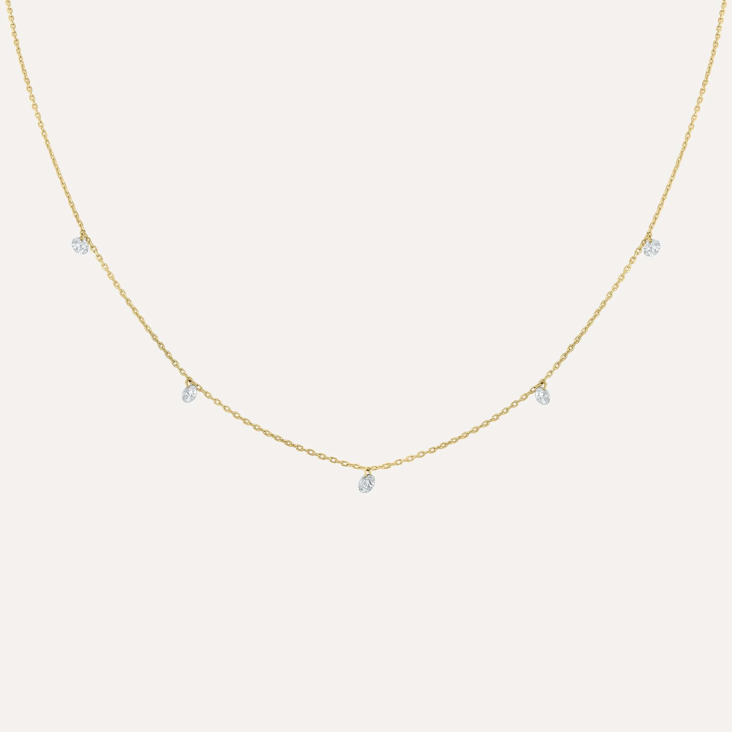 Floating Diamond Station Necklace