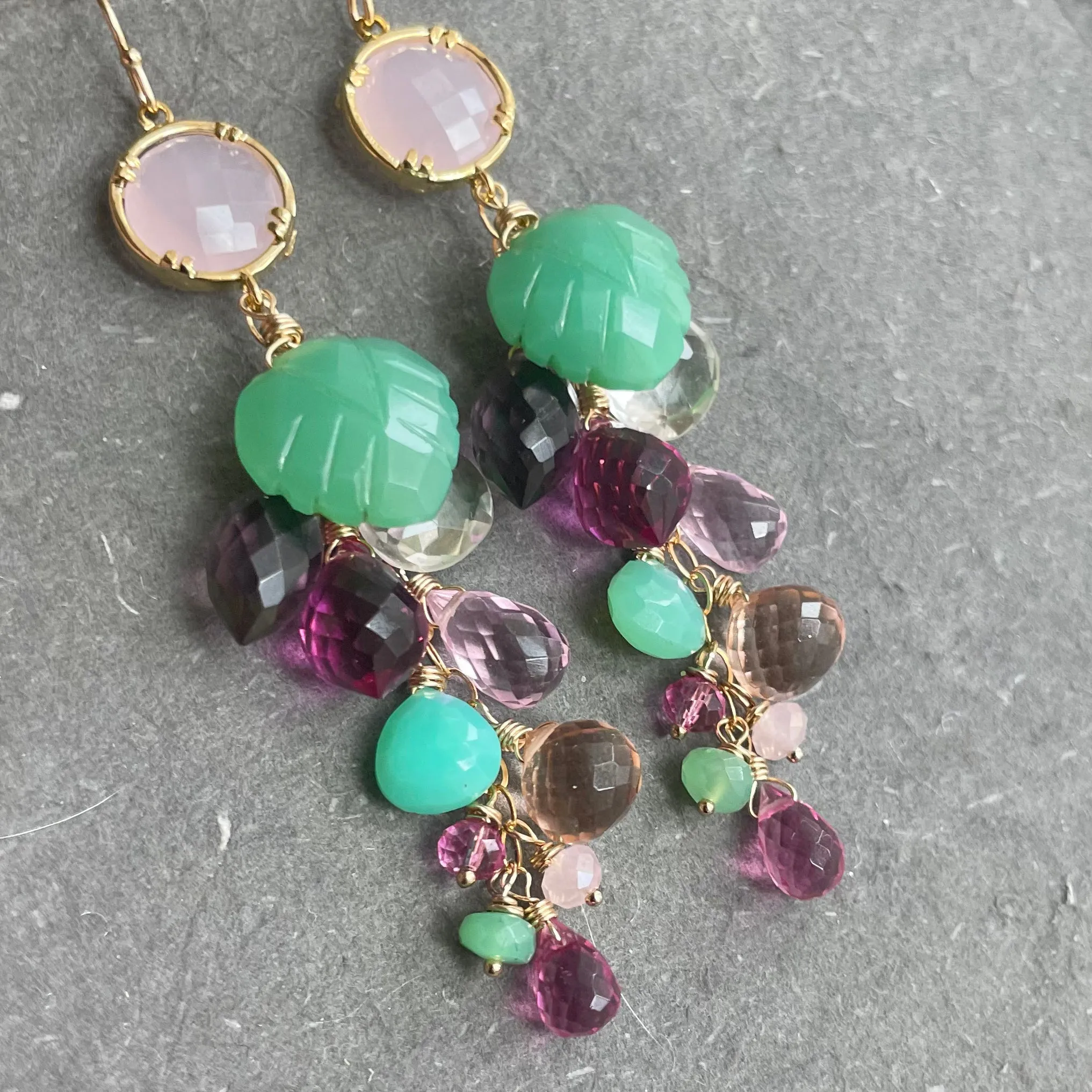 Garden of Happiness Gemstone  Cascade earrings