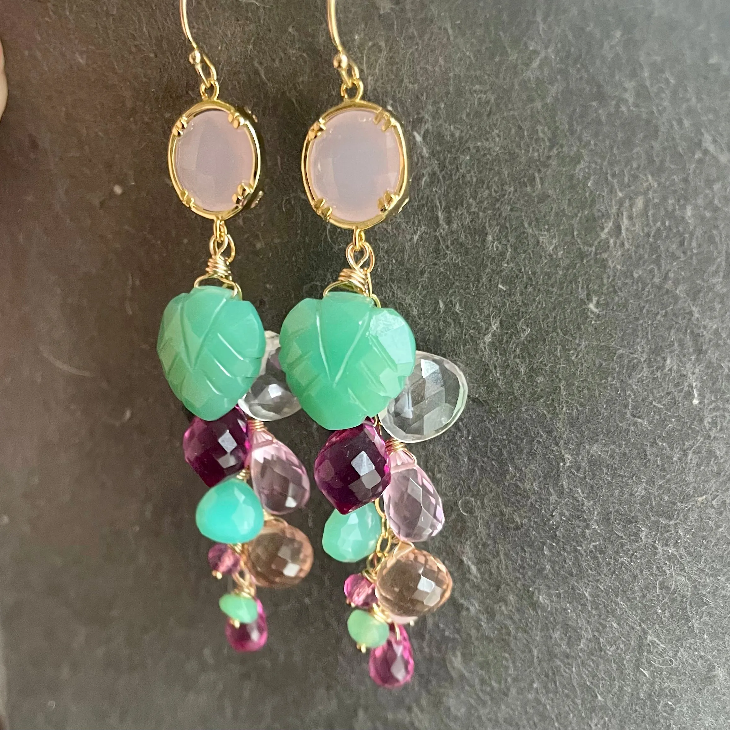 Garden of Happiness Gemstone  Cascade earrings