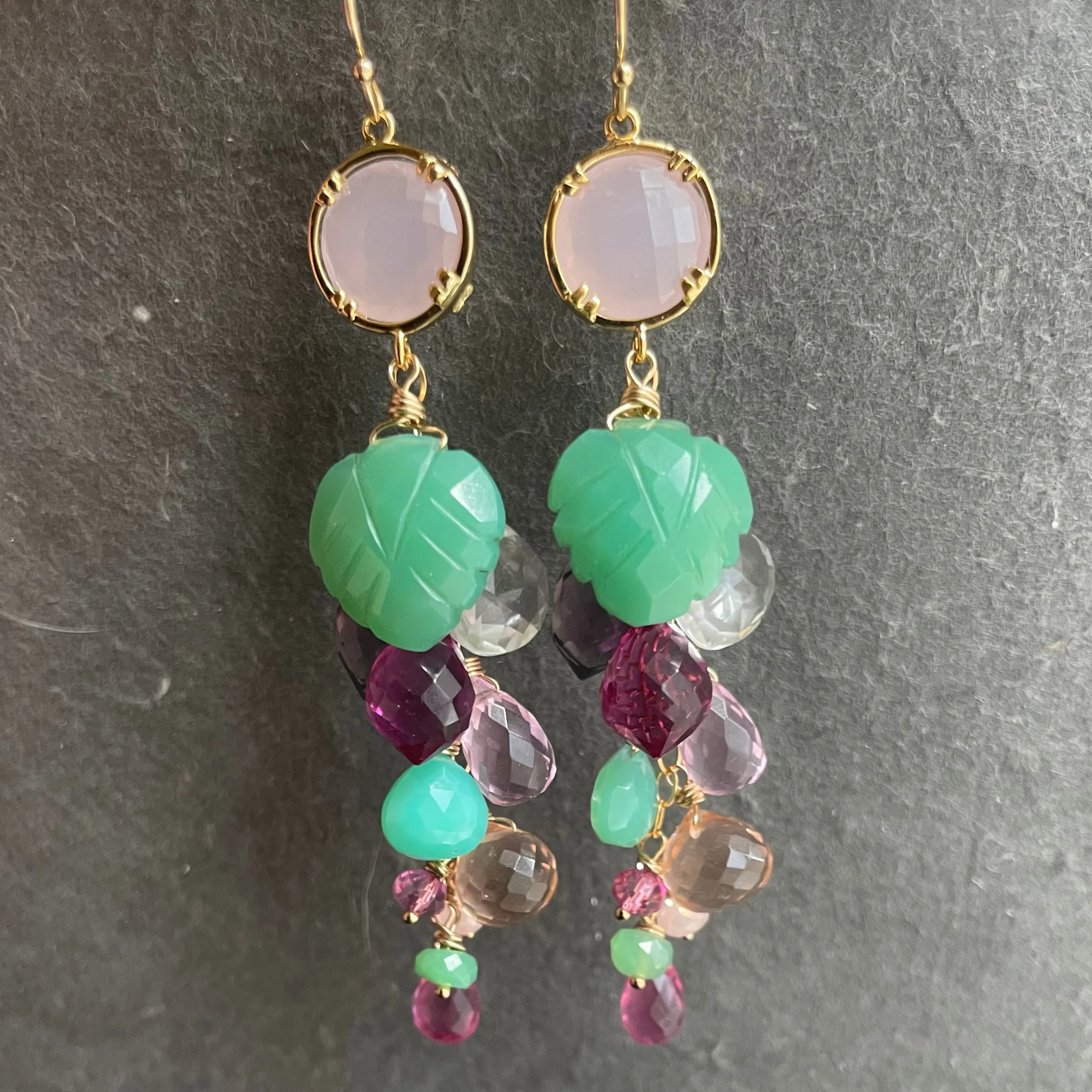 Garden of Happiness Gemstone  Cascade earrings