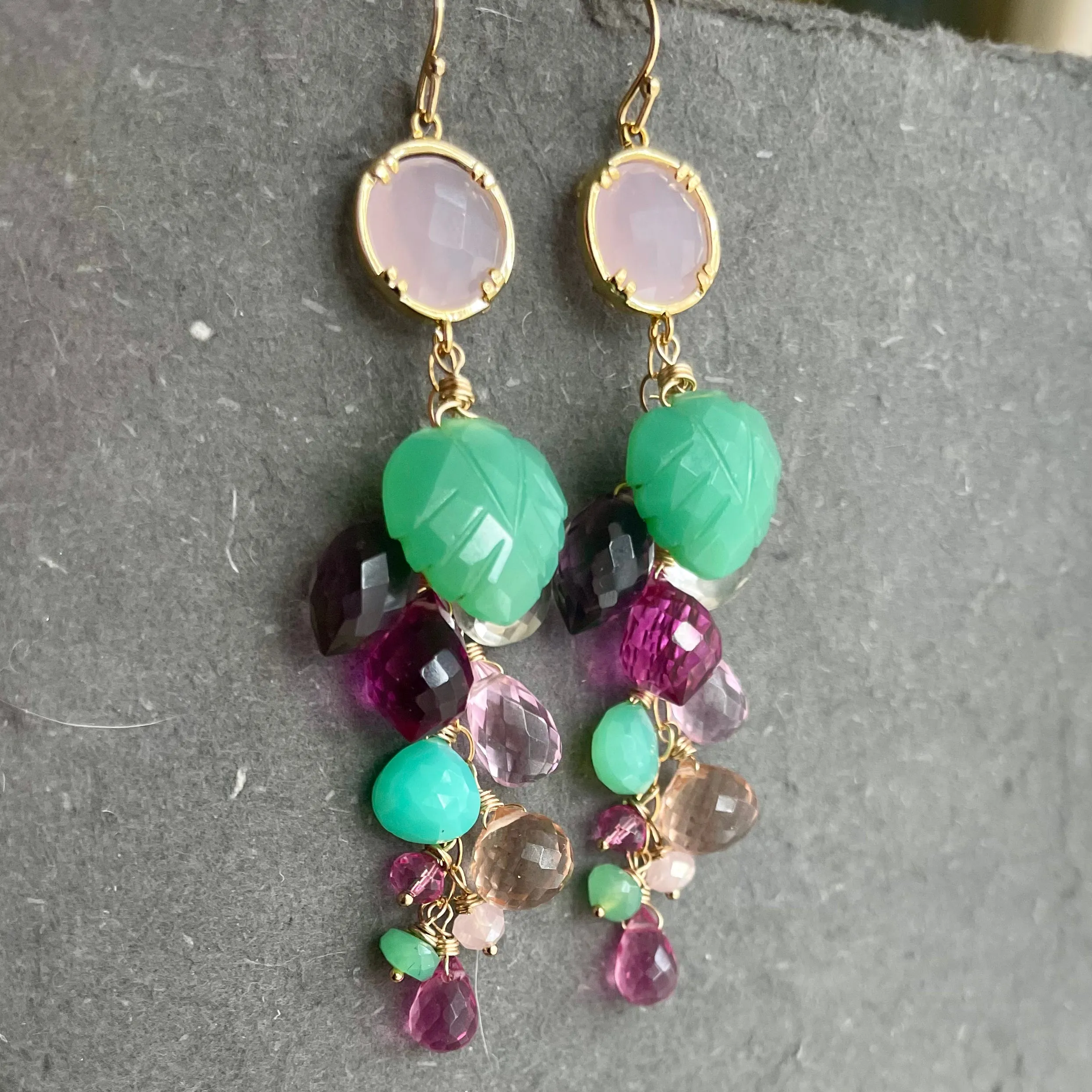 Garden of Happiness Gemstone  Cascade earrings