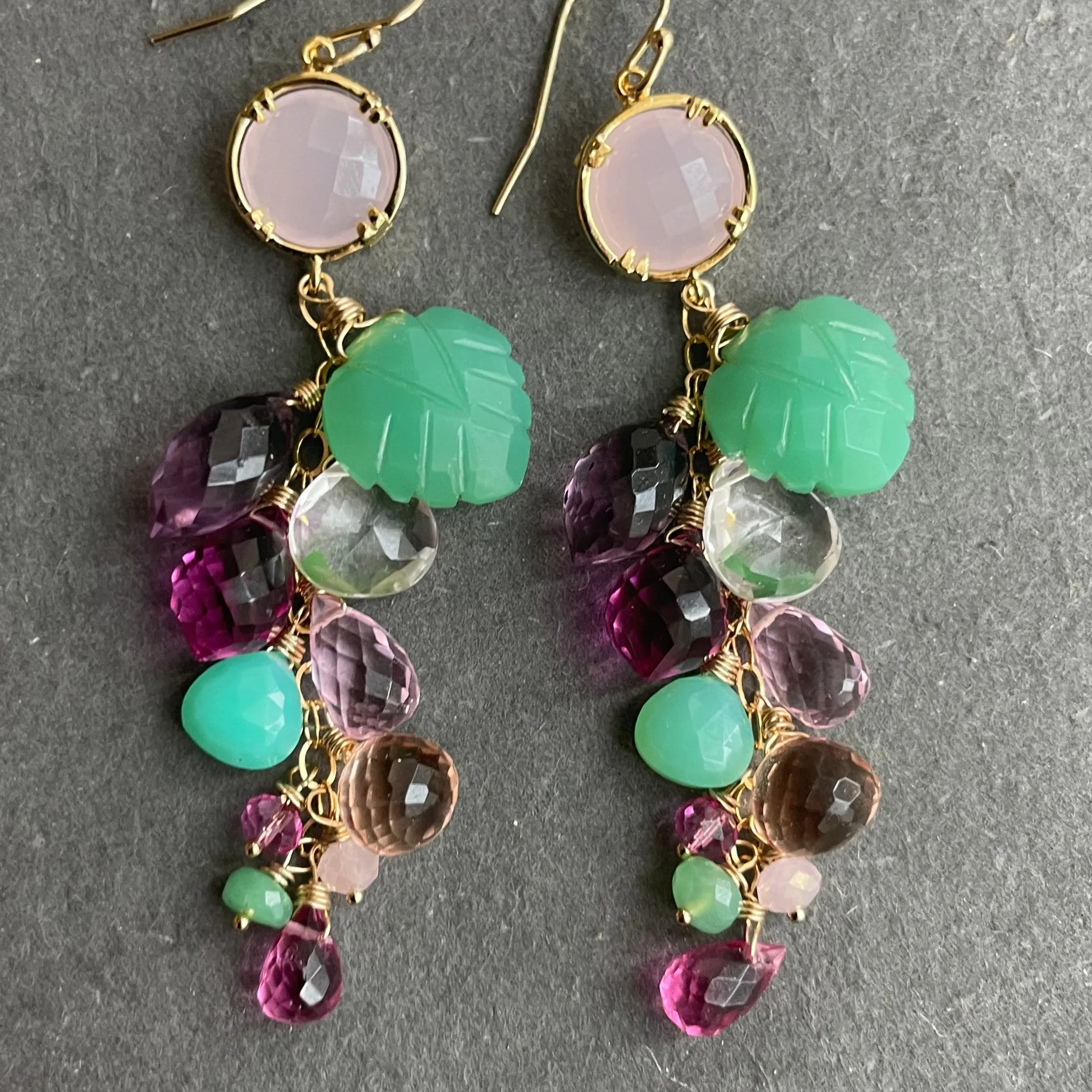 Garden of Happiness Gemstone  Cascade earrings