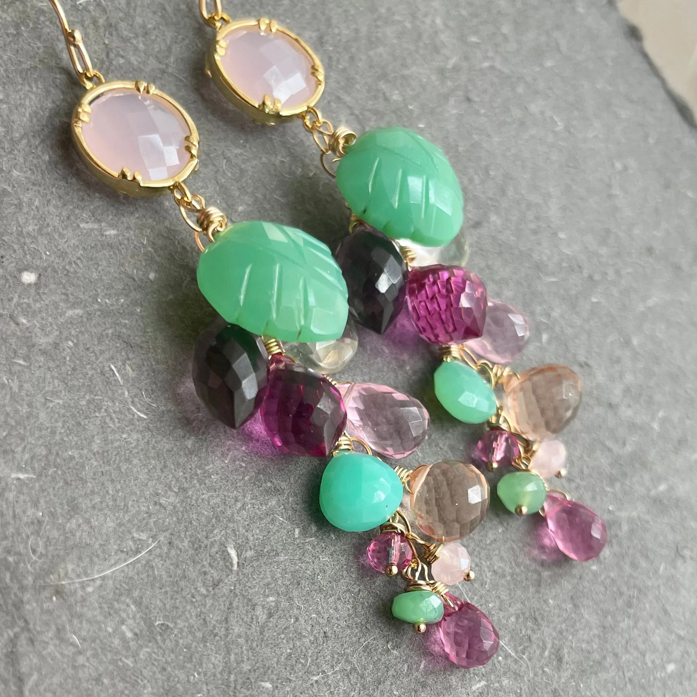 Garden of Happiness Gemstone  Cascade earrings