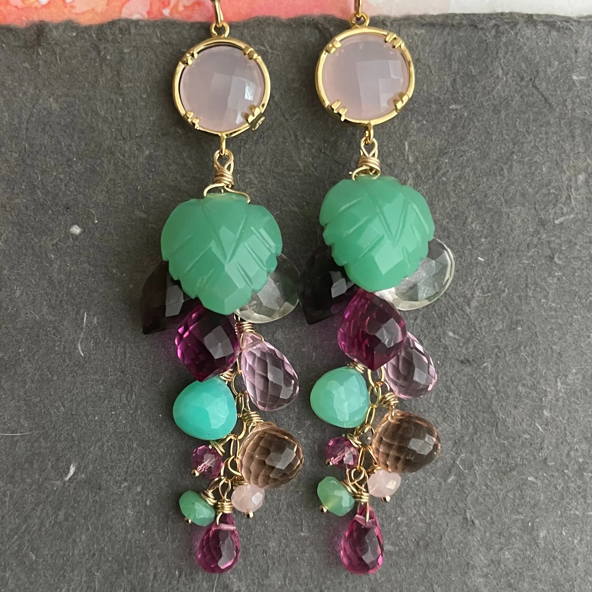 Garden of Happiness Gemstone  Cascade earrings