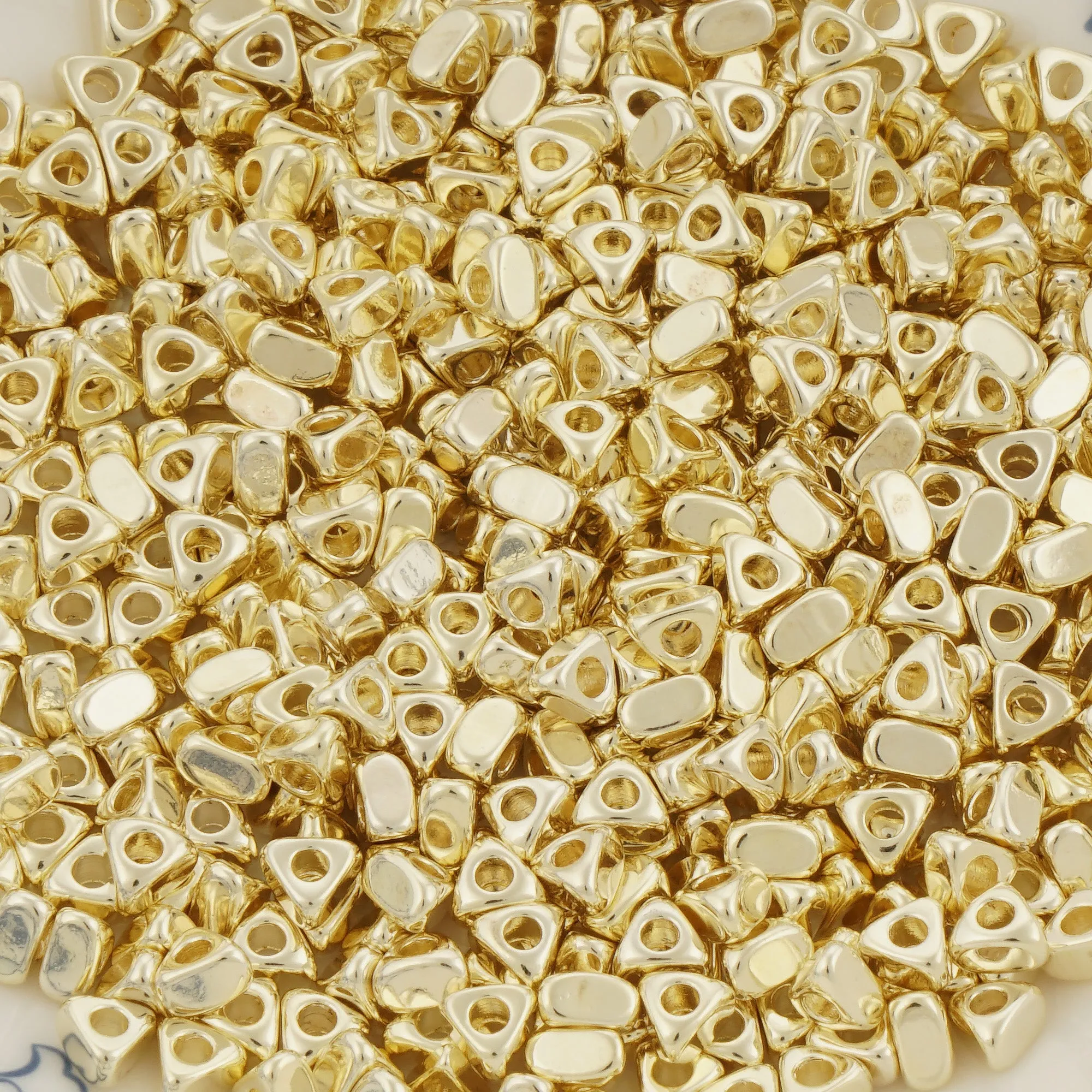 Geometric 14k Gold Filled Rondelle Beads - Triangle Spacer Beads for Unique Jewelry