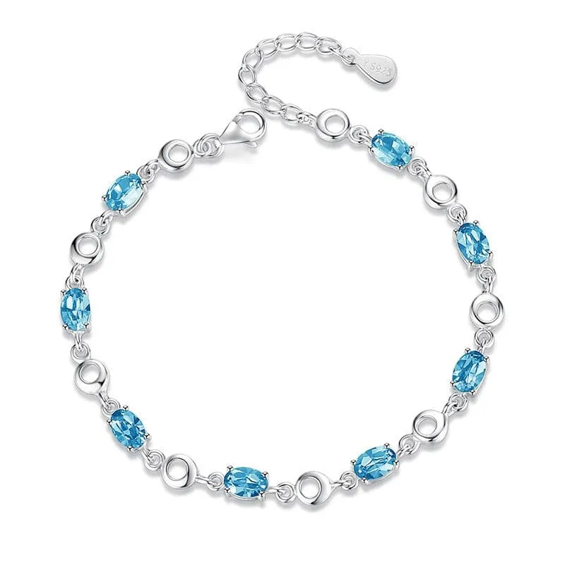 Girly Deep Blue Topaz Sapphire Gemstone Bracelet