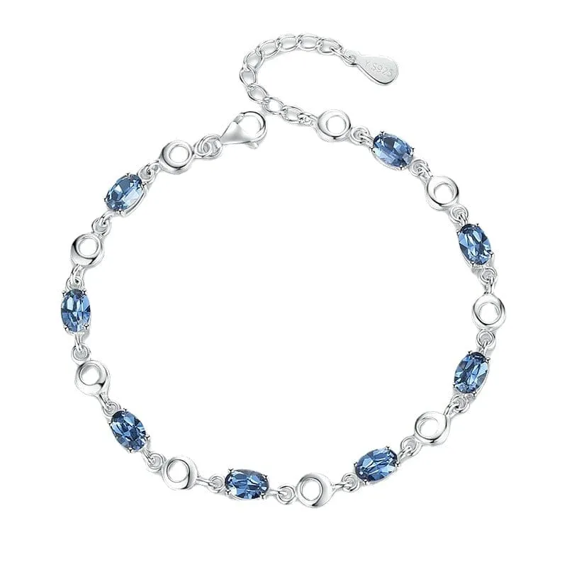 Girly Deep Blue Topaz Sapphire Gemstone Bracelet