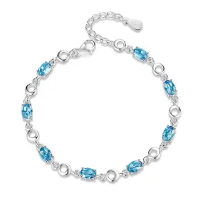 Girly Deep Blue Topaz Sapphire Gemstone Bracelet