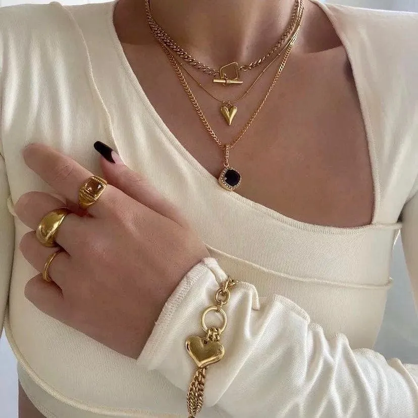 Gold 3 Pc Set Layer Necklace