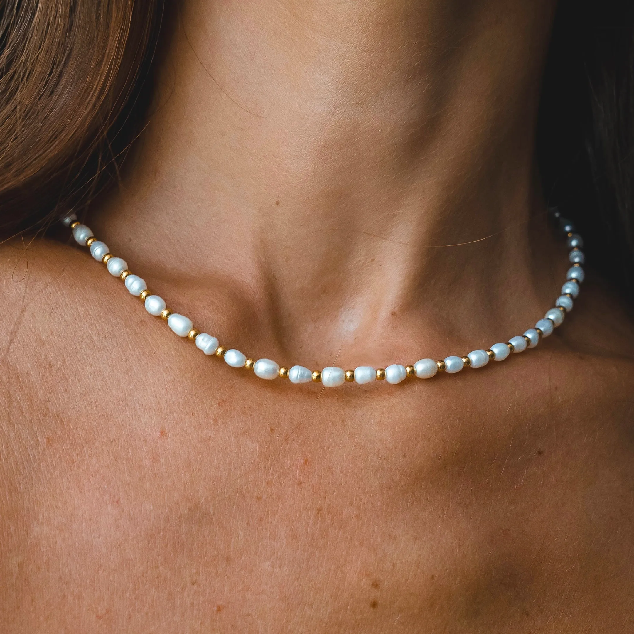 Gold Freshwater Pearl Choker