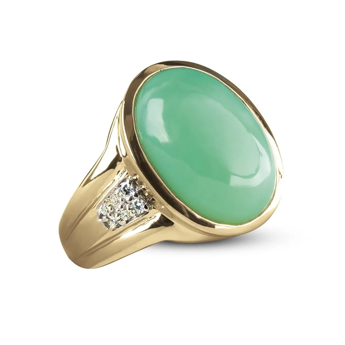 Golden Chrysoprase Men's Ring