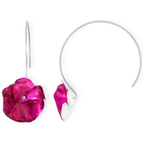 Handmade Silver Fuchsia Petunia Hoop Earrings