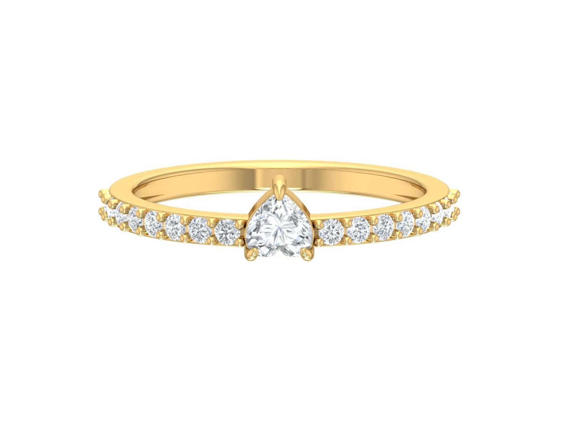 Heart Shape Diamond Engagement Ring,Thin Gold Ring