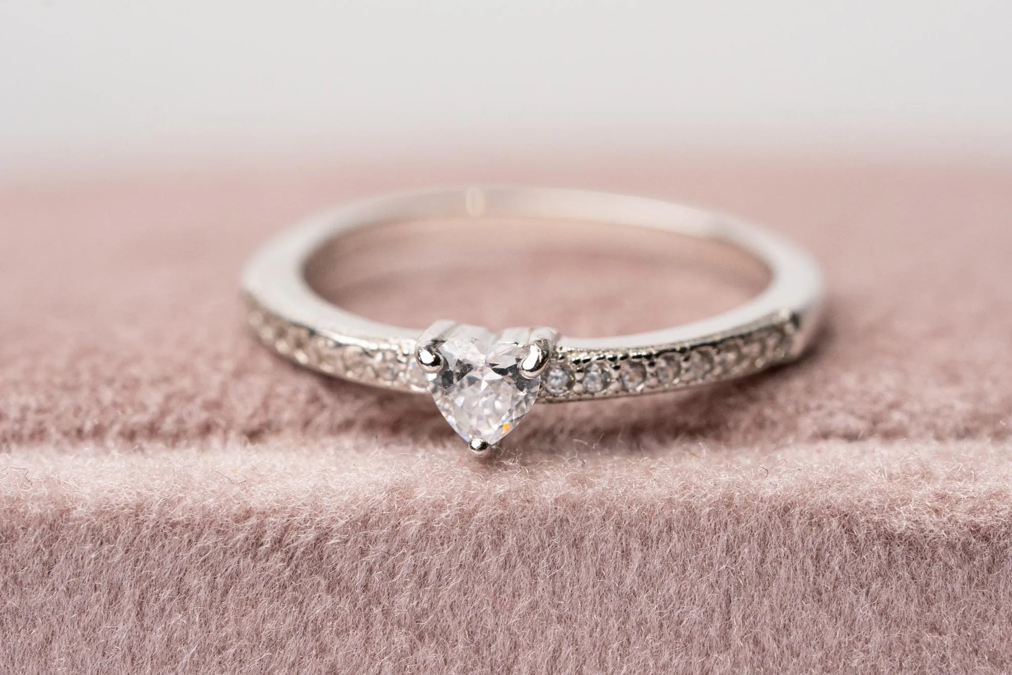 Heart Shape Diamond Engagement Ring,Thin Gold Ring