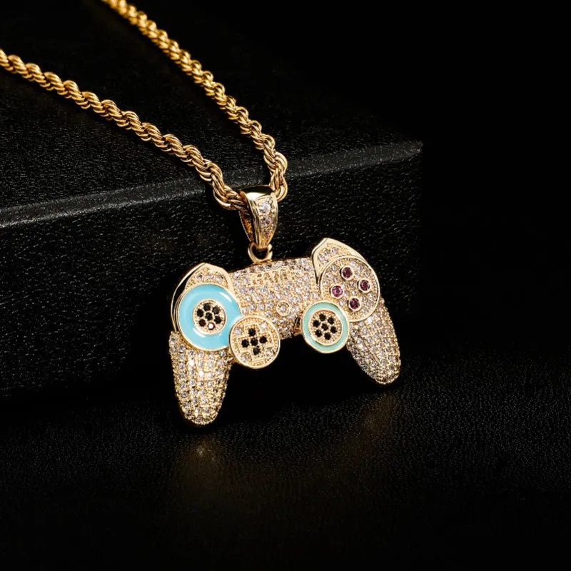 Hip Hop Full Zircon Game Console Pendant