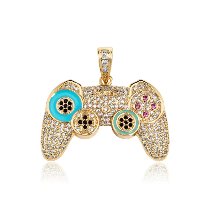 Hip Hop Full Zircon Game Console Pendant