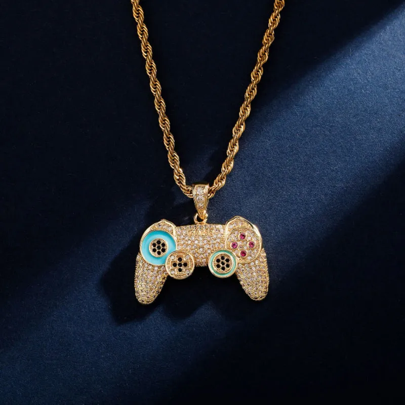 Hip Hop Full Zircon Game Console Pendant