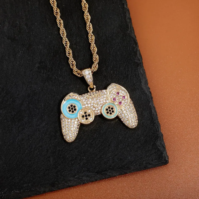 Hip Hop Full Zircon Game Console Pendant