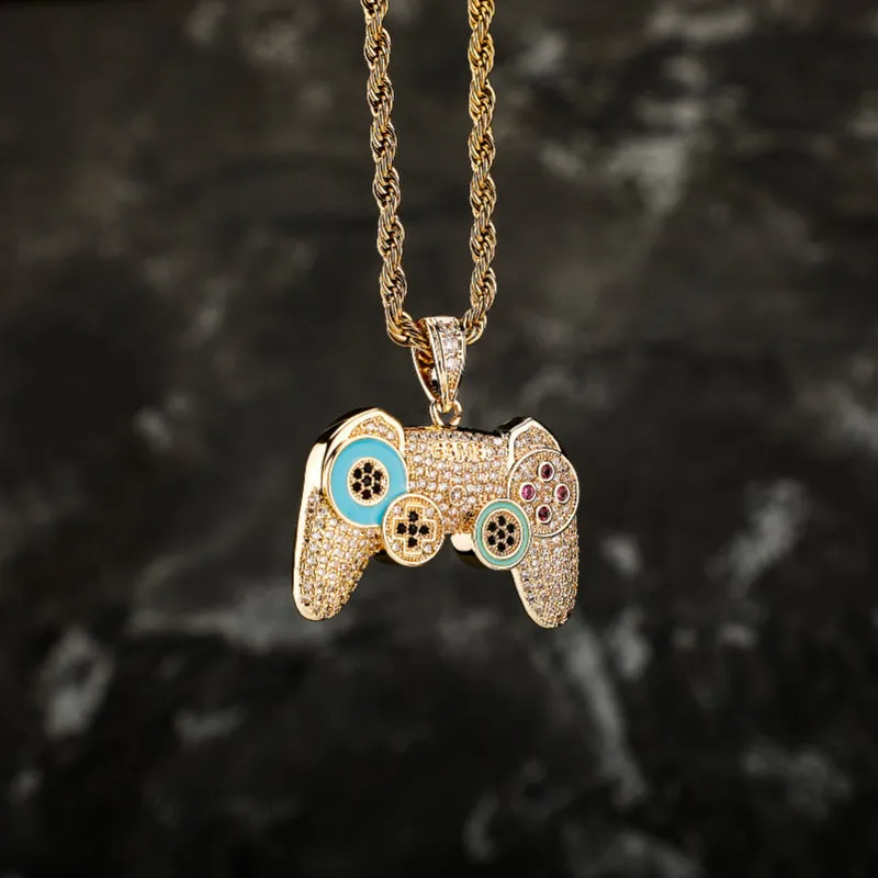 Hip Hop Full Zircon Game Console Pendant