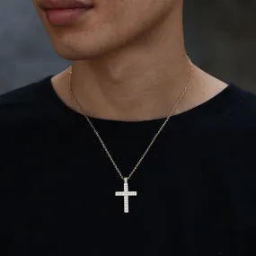 Hip Hop Simple Micro-set Double Row Zircon Cross Pendant