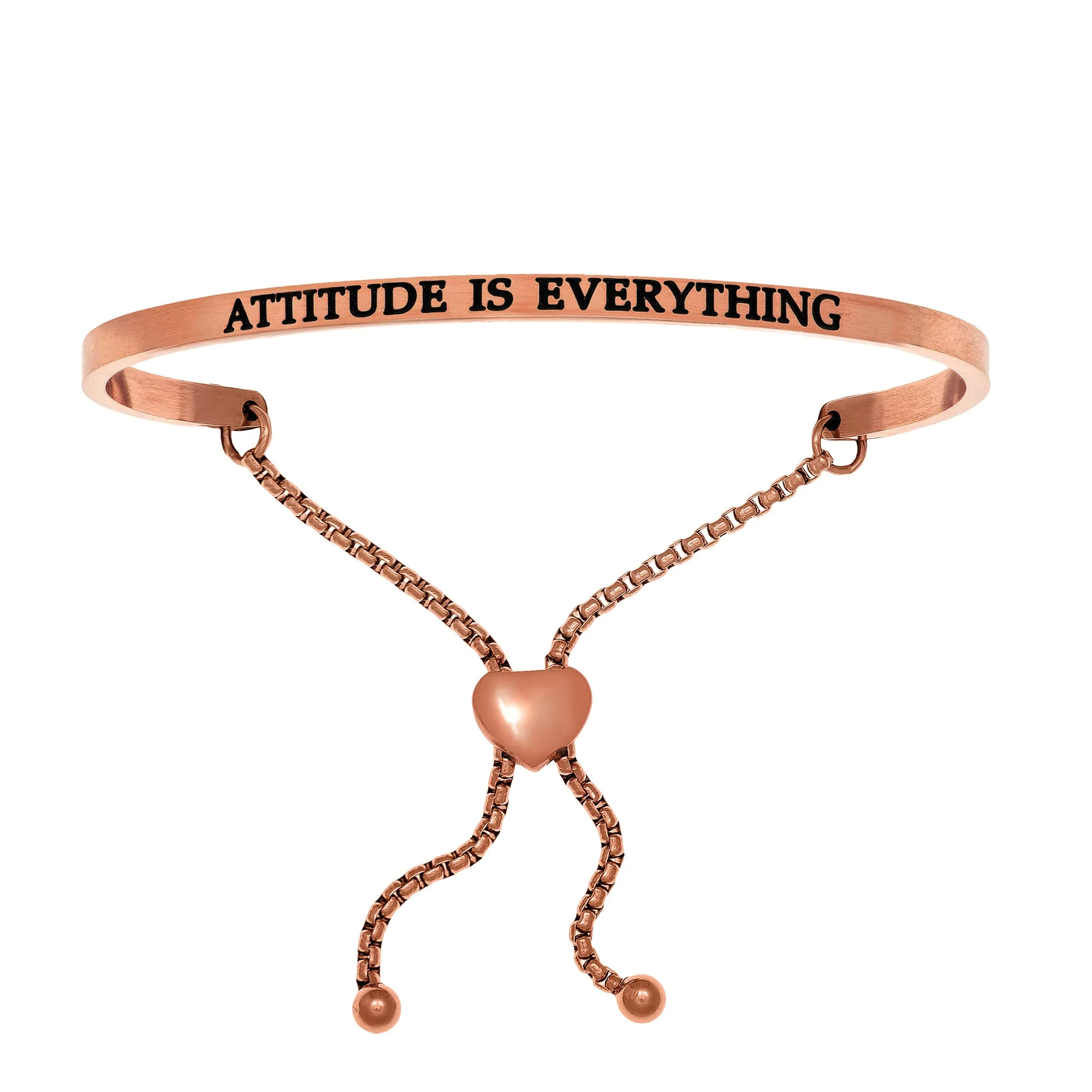 Intuitions Stainless Steel ATTITUDE IS EVERYTHING Diamond Accent Adjustable Bracelet