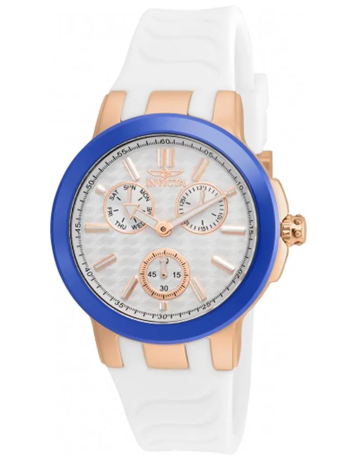 INVICTA Ceramics Womens Watch - Rose Gold-Tone - Day/Date/Second - Silicone