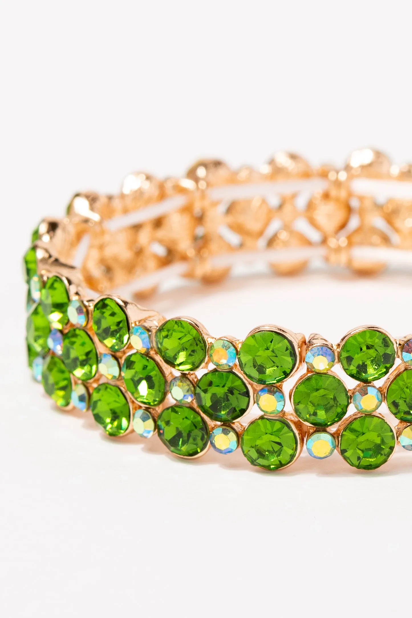 Iris Stone Stretch Bracelet - Green