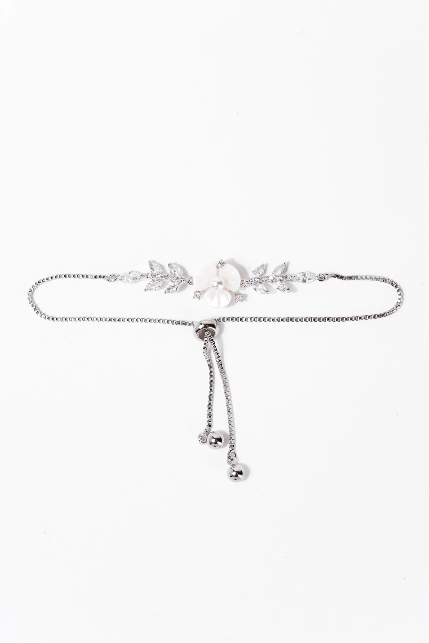 Isabella CZ Adjustable Bezzle Bracelet - Silver