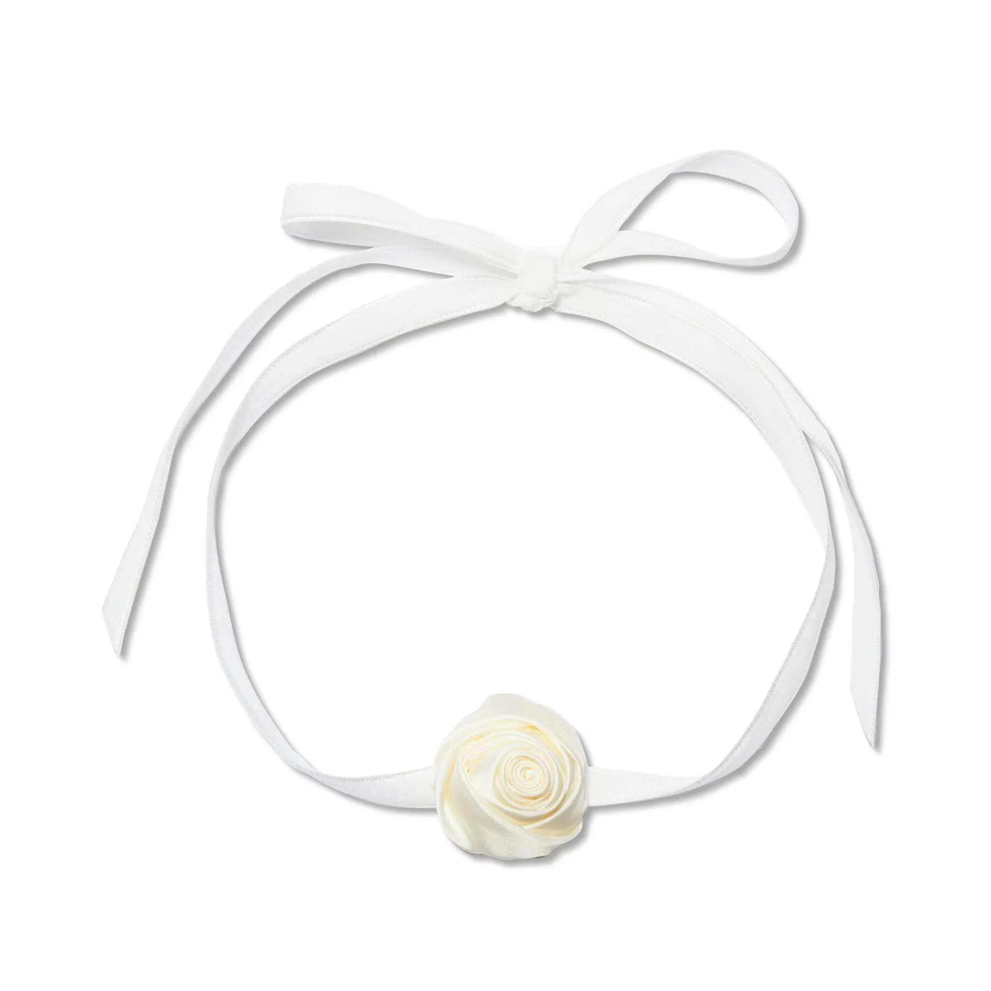 IVORY SILK ROSETTE RIBBON CHOKER