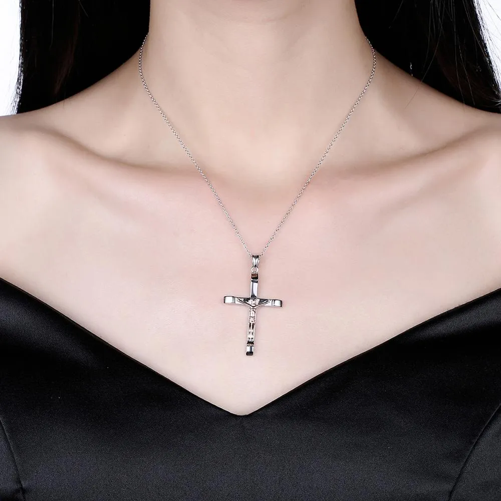 Jesus Cross 925 Sterling Silver Fashion Pendant Necklace