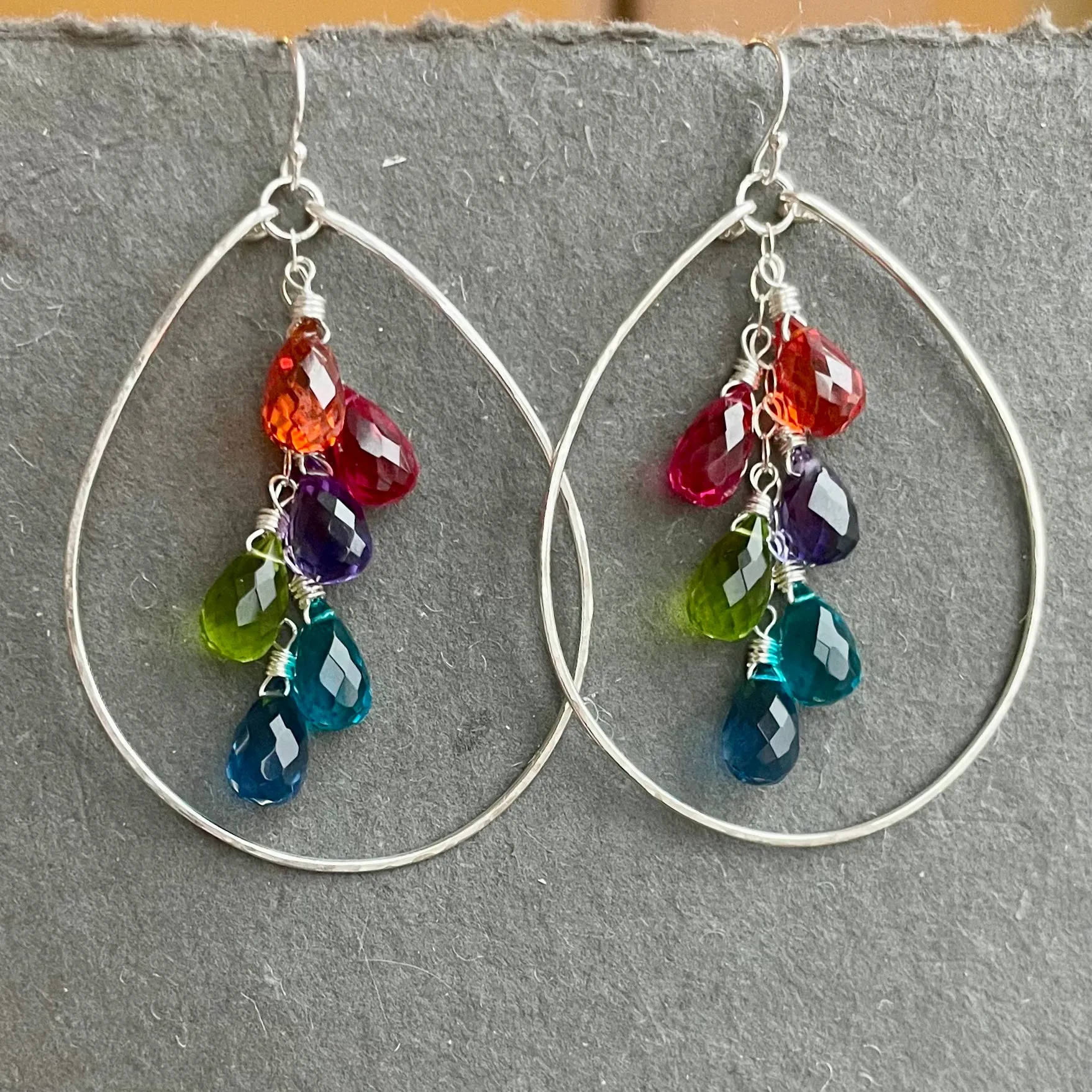 Jewel Tones Rainbow Hoop Earrings