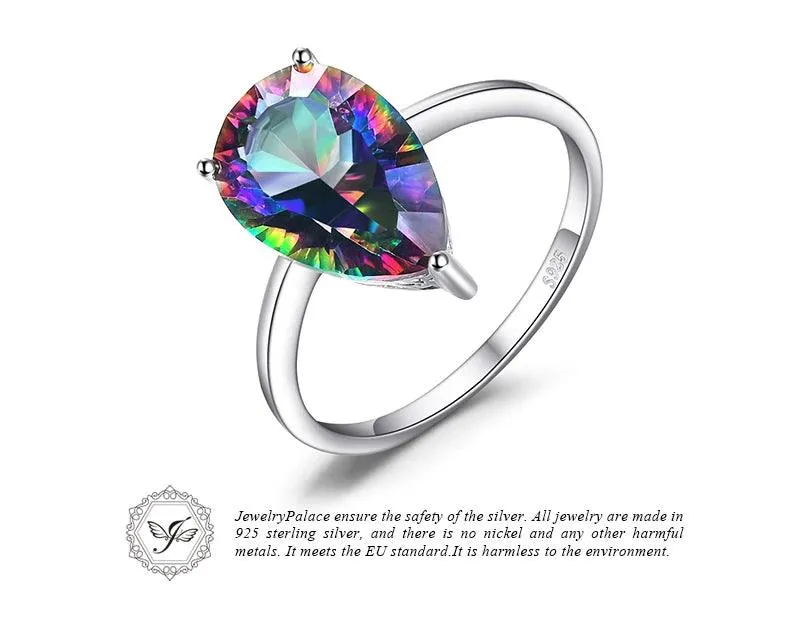 JPACJ917 Finger Ring Charm Jewelry - Rainbow Mystic Quartz 925 Sterling Silver