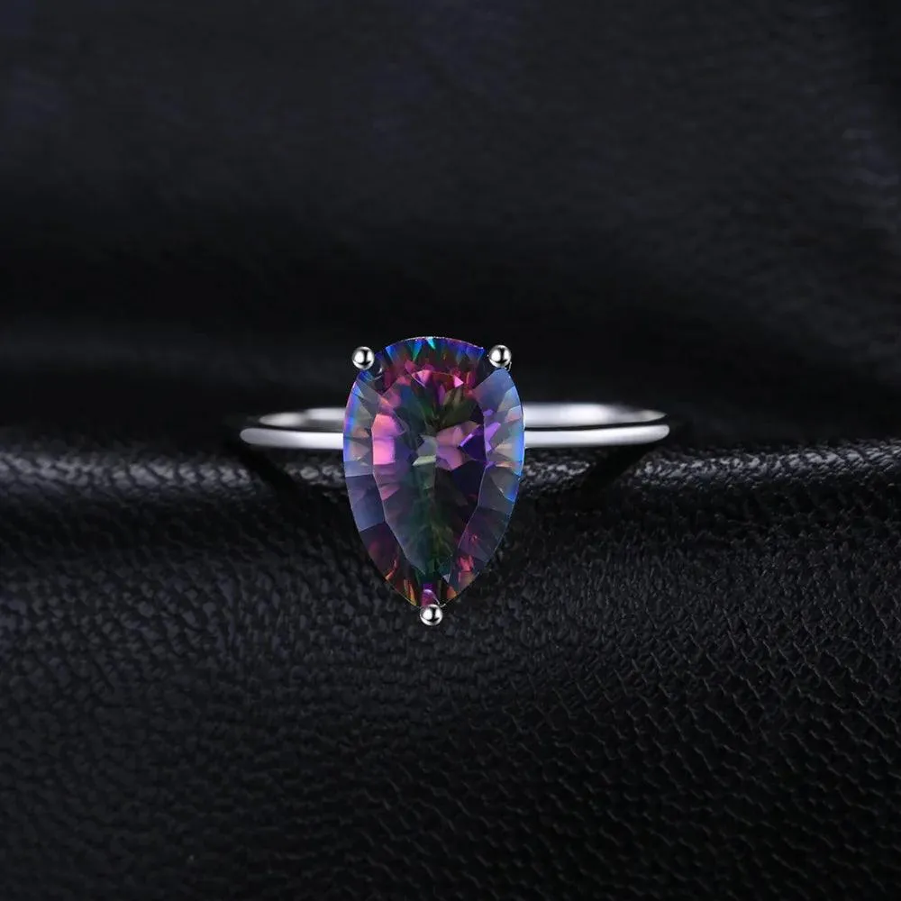 JPACJ917 Finger Ring Charm Jewelry - Rainbow Mystic Quartz 925 Sterling Silver