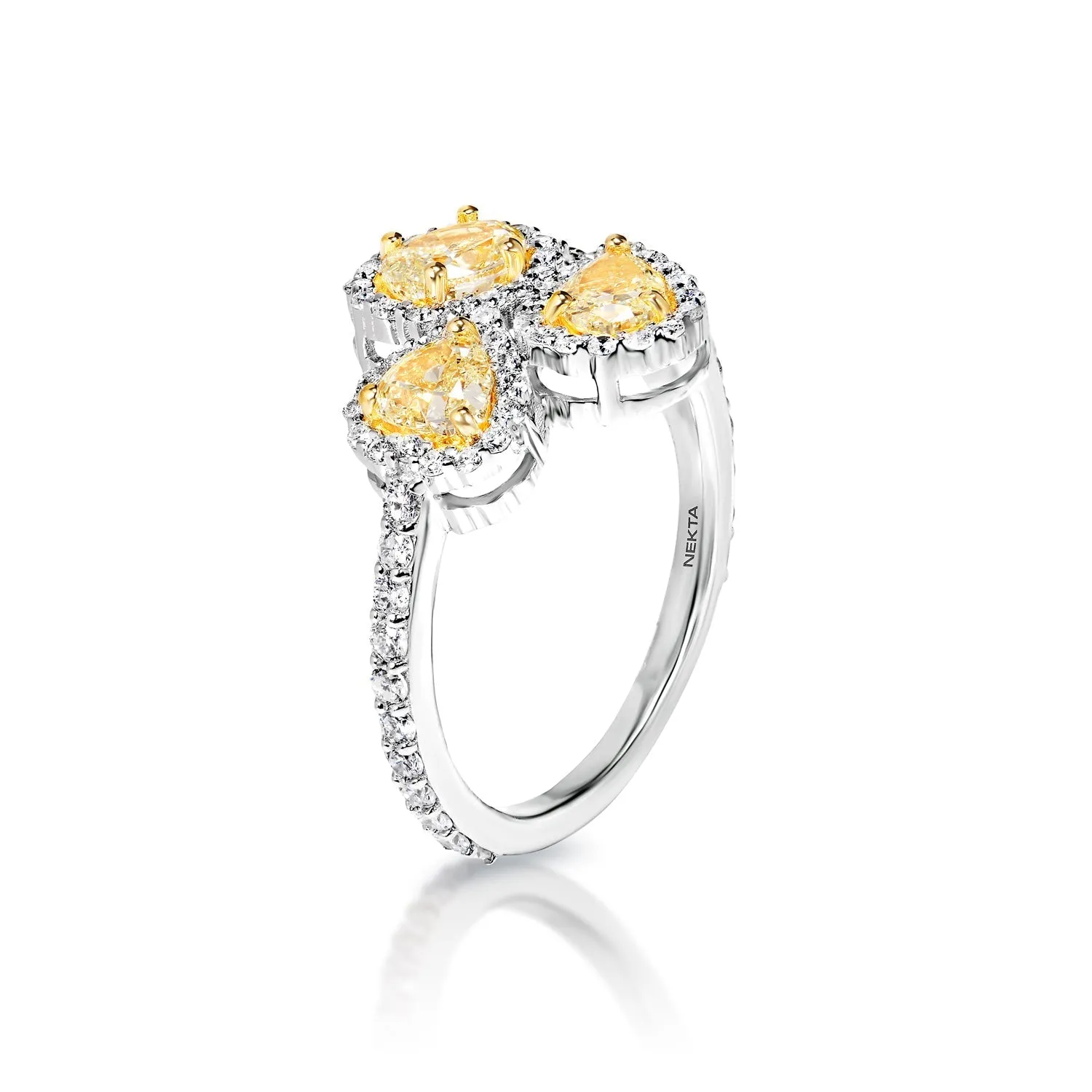 Kalani 2 Carat Yellow Combine Mix Shape Diamond Engagement Ring in 14k White Gold By Mike Nekta