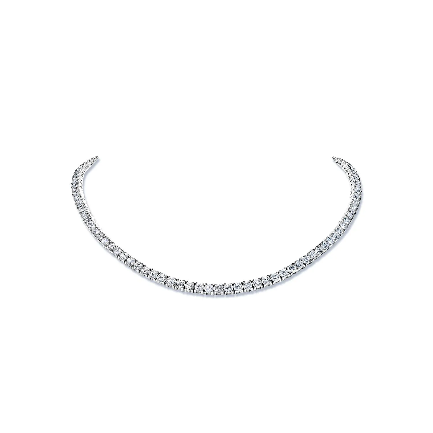 Karsyn 22 Carat Round Brilliant Diamond Tennis Necklace in 14k White Gold