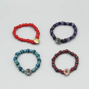 Ladies Leather and Gemstone Clasp Bracelets