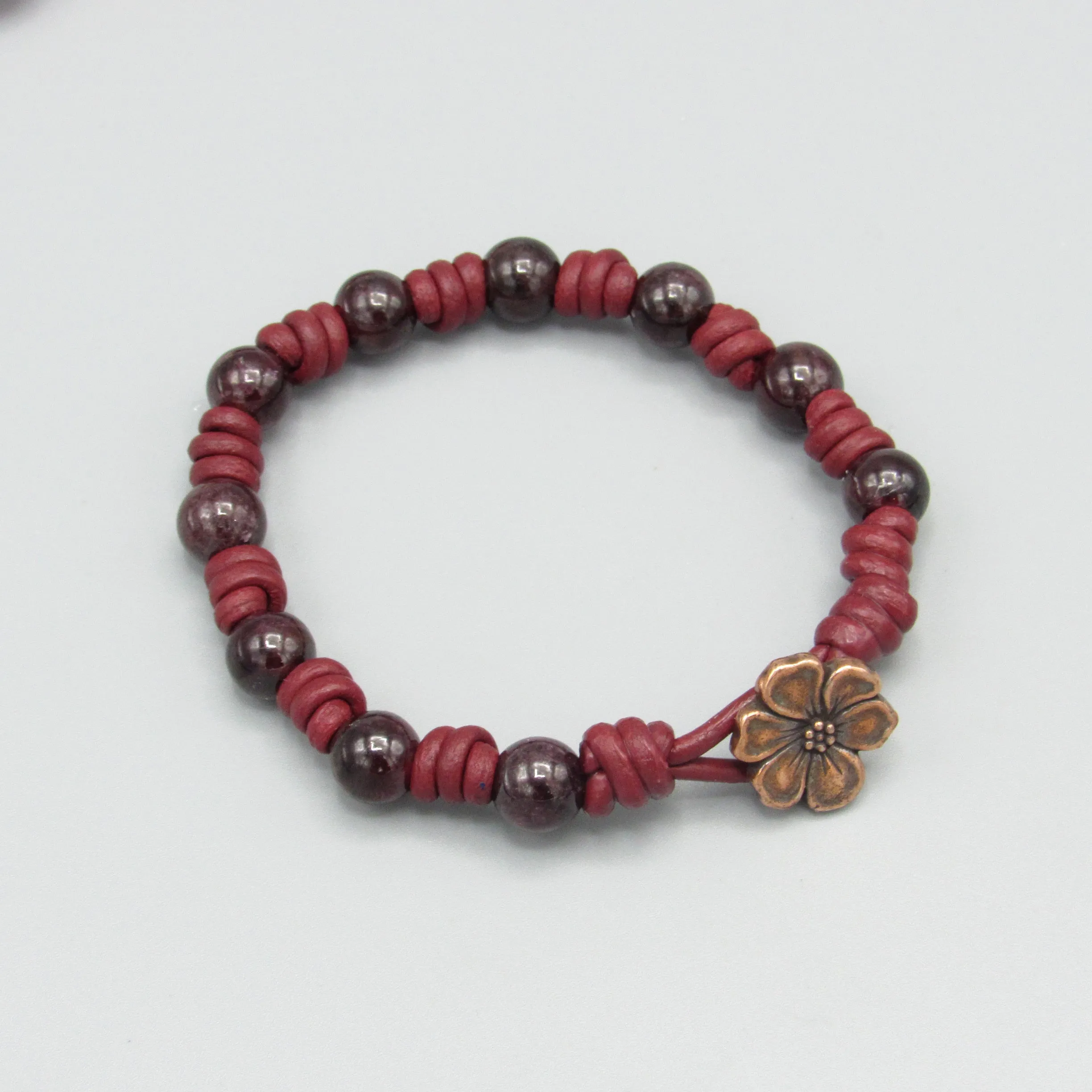 Ladies Leather and Gemstone Clasp Bracelets