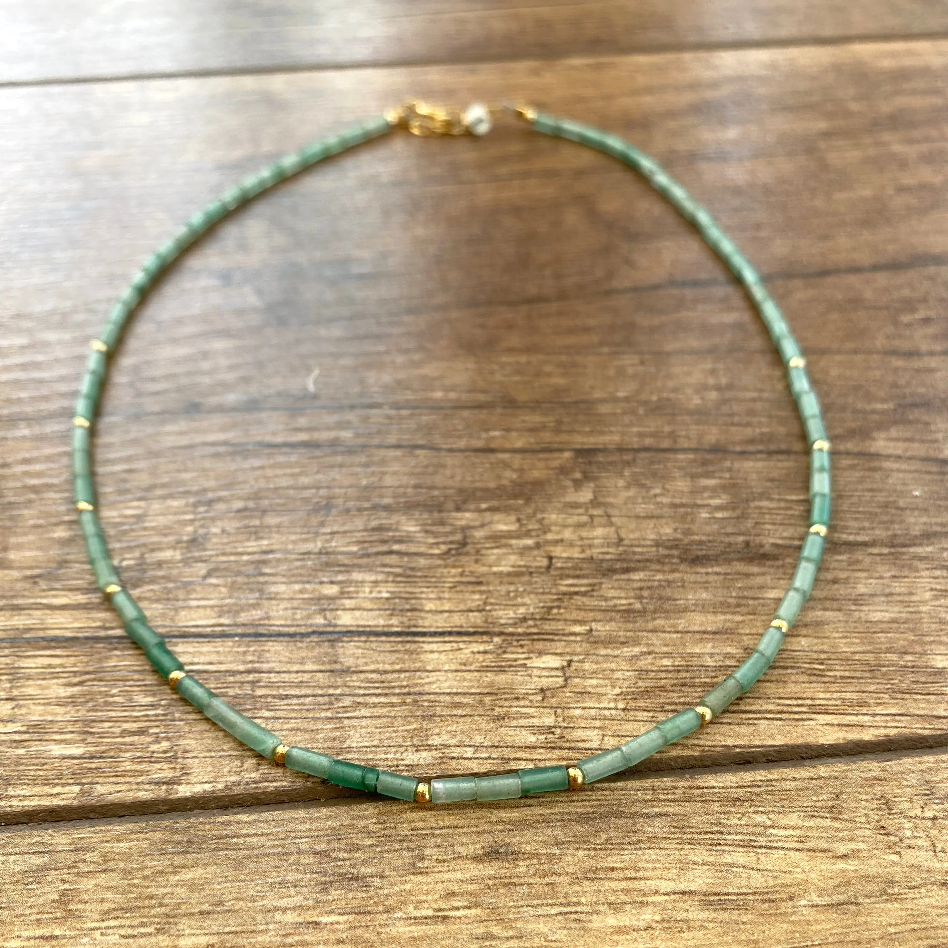 Lapis Lazuli, Black or Green Onyx Dainty Choker Necklace, Gold Filled, 14in